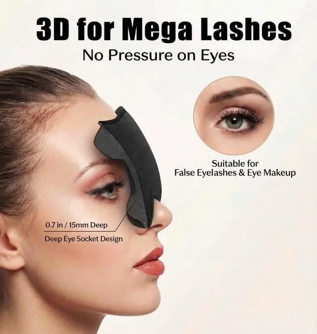 Alt view image 4 of 7 - Weighted Eye Mask for Sleeping 2 Pack: Gentle Pressure Blackout Sleep Mask with 3D Contoured Cups, Zero Eye Pressure Sleep Mask for Lash Extensions, Memory Foam Travel Mask, Black Purple