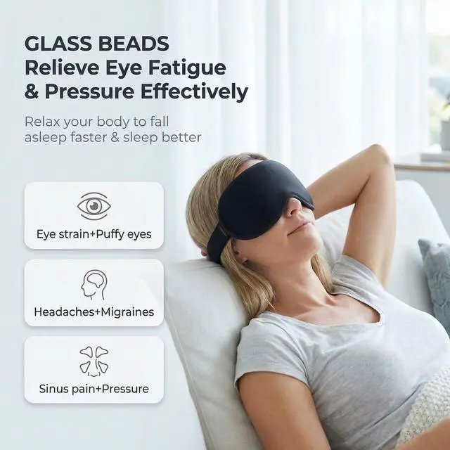 Alt view image 3 of 7 - Weighted Eye Mask for Sleeping 2 Pack: Gentle Pressure Blackout Sleep Mask with 3D Contoured Cups, Zero Eye Pressure Sleep Mask for Lash Extensions, Memory Foam Travel Mask, Black Purple