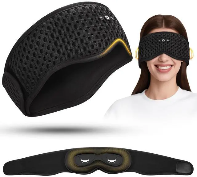 Main image of Bluetooth Sleep Mask HF016 Sleep Headphones with Detachable & Washable 3D Contoured Eye Mask, Integrated Adjustable Hook-and-Loop Eye Masks for Sleep, Perfect for Men/Women/Teens Sleep Gifts