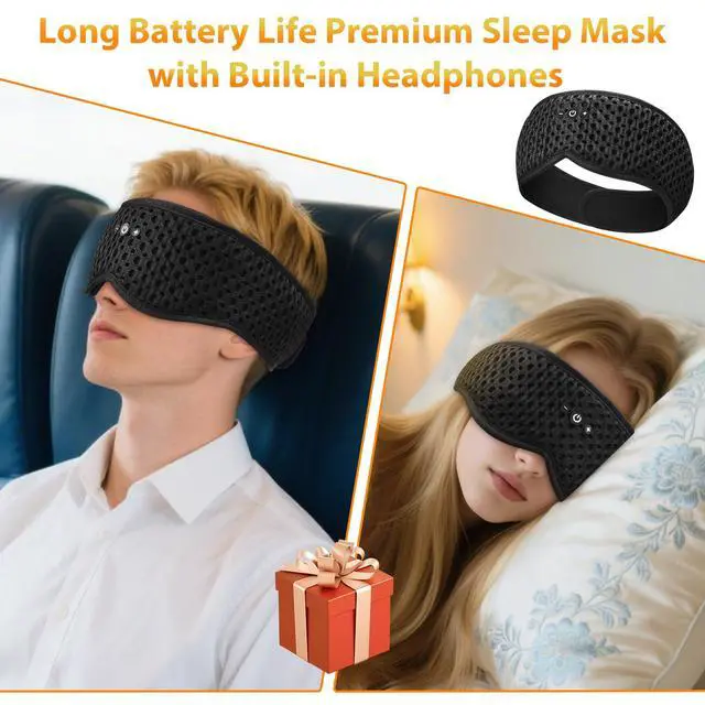 Alt view image 6 of 7 - Bluetooth Sleep Mask HF016 Sleep Headphones with Detachable & Washable 3D Contoured Eye Mask, Integrated Adjustable Hook-and-Loop Eye Masks for Sleep, Perfect for Men/Women/Teens Sleep Gifts