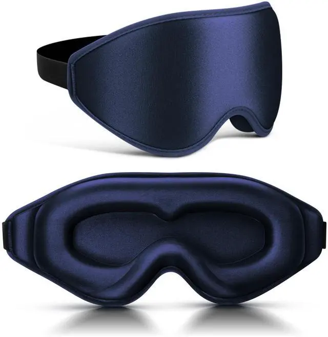Main image of 99% Fully Block Out Light Eye Sleep Mask, 3D Deep Contoured Eyes Cover Zero Pressure, Long Lash Extension Eyes Mask with Adjustable Straps for Sleeping Travel Home Nap Rest Women Men (Dark Blue)