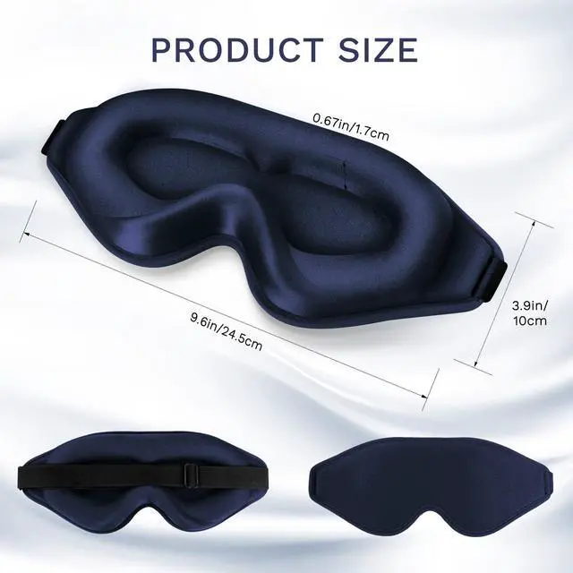 Alt view image 2 of 7 - 99% Fully Block Out Light Eye Sleep Mask, 3D Deep Contoured Eyes Cover Zero Pressure, Long Lash Extension Eyes Mask with Adjustable Straps for Sleeping Travel Home Nap Rest Women Men (Dark Blue)