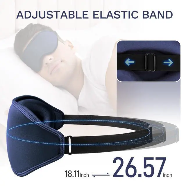 Alt view image 6 of 7 - 99% Fully Block Out Light Eye Sleep Mask, 3D Deep Contoured Eyes Cover Zero Pressure, Long Lash Extension Eyes Mask with Adjustable Straps for Sleeping Travel Home Nap Rest Women Men (Dark Blue)