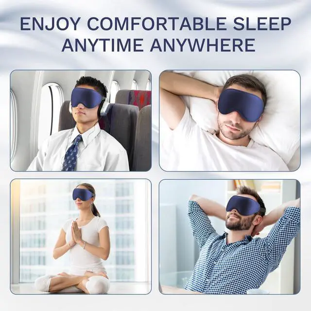 Alt view image 7 of 7 - 99% Fully Block Out Light Eye Sleep Mask, 3D Deep Contoured Eyes Cover Zero Pressure, Long Lash Extension Eyes Mask with Adjustable Straps for Sleeping Travel Home Nap Rest Women Men (Dark Blue)