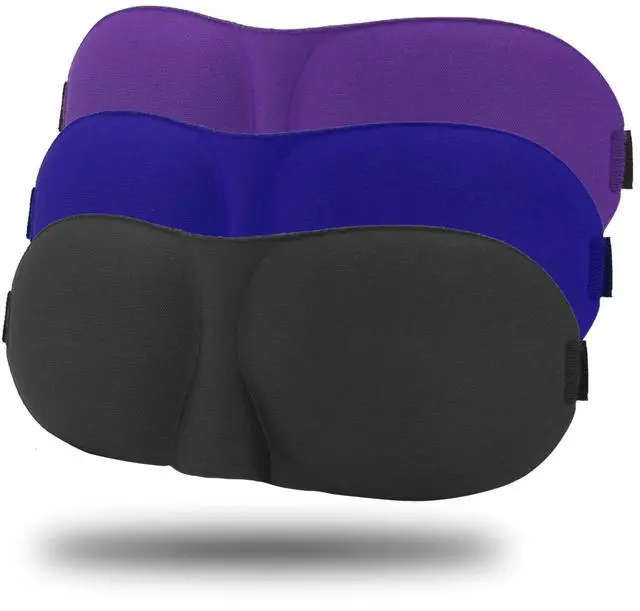 Main image of Sleep Mask Pack of 3, 100% Block Out Light, 3D Eye Masks for Sleeping, Night Blindfold for Men Women, Back and Side Sleeper, Ultralight Travel Eye Cover Multi-Colored