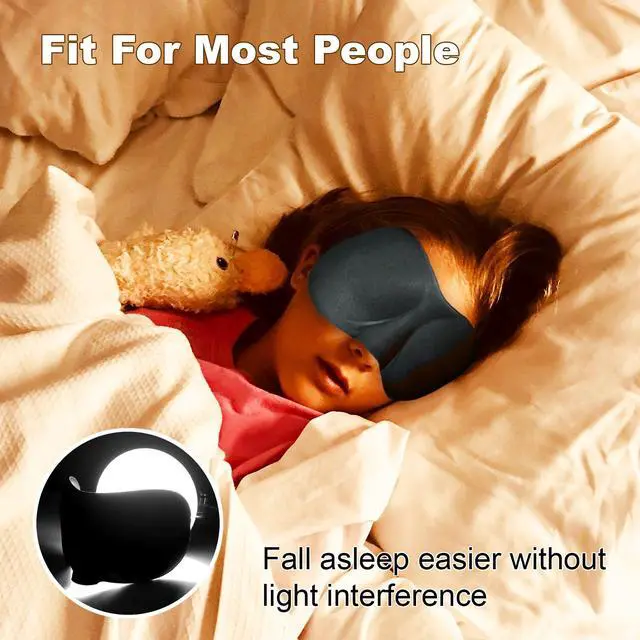 Alt view image 6 of 6 - Sleep Mask Pack of 3, 100% Block Out Light, 3D Eye Masks for Sleeping, Night Blindfold for Men Women, Back and Side Sleeper, Ultralight Travel Eye Cover Multi-Colored