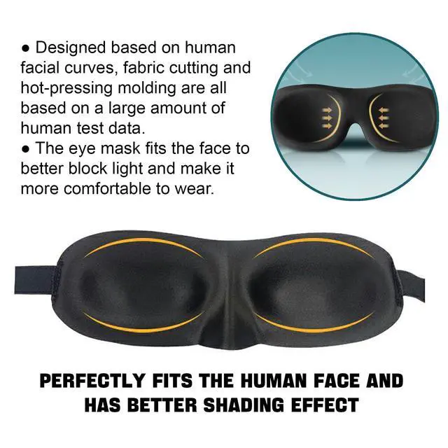 Alt view image 5 of 6 - Sleep Mask Pack of 3, 100% Block Out Light, 3D Eye Masks for Sleeping, Night Blindfold for Men Women, Back and Side Sleeper, Ultralight Travel Eye Cover Multi-Colored