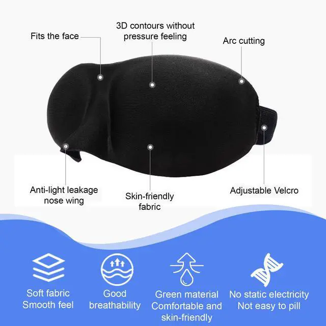 Alt view image 4 of 6 - Sleep Mask Pack of 3, 100% Block Out Light, 3D Eye Masks for Sleeping, Night Blindfold for Men Women, Back and Side Sleeper, Ultralight Travel Eye Cover Multi-Colored