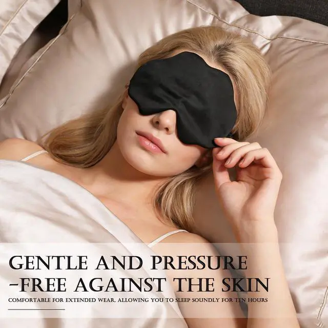 Alt view image 2 of 7 - Cute Cloud Silk Sleeping Mask - Black Double Sided Lightweight Light-Blocking Zero Pressure Cloud Shape Comfortable Blackout Eye Mask Blindfold with Ear for Women Side Sleeper Travel Airplane