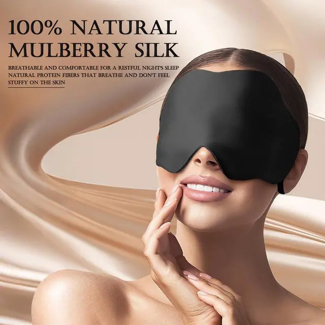 Alt view image 4 of 7 - Cute Cloud Silk Sleeping Mask - Black Double Sided Lightweight Light-Blocking Zero Pressure Cloud Shape Comfortable Blackout Eye Mask Blindfold with Ear for Women Side Sleeper Travel Airplane