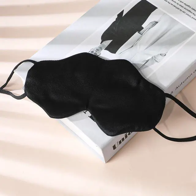 Alt view image 5 of 7 - Cute Cloud Silk Sleeping Mask - Black Double Sided Lightweight Light-Blocking Zero Pressure Cloud Shape Comfortable Blackout Eye Mask Blindfold with Ear for Women Side Sleeper Travel Airplane