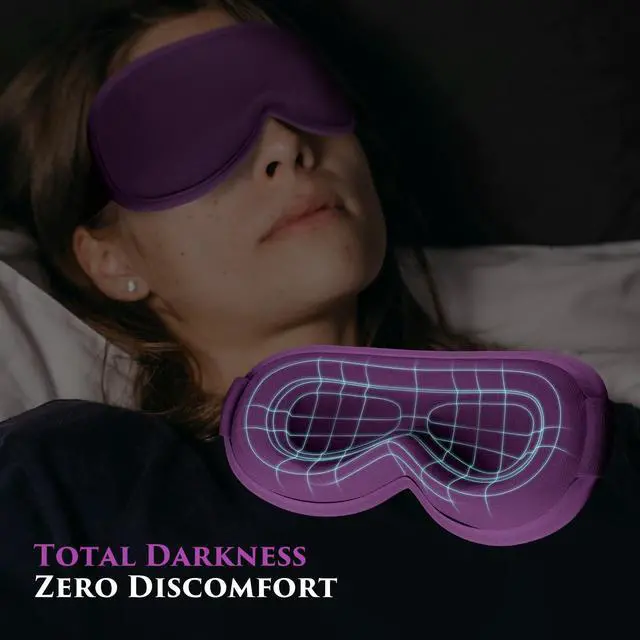 Alt view image 2 of 6 - Weighted Eye Mask Cover for Sleeping - Eye Masks for Sleep with Adjustable Strap, Lash Extension Eye Covers for Women Men, 3D Contoured, Plane Travel Essentials, Blindfold for Meditation