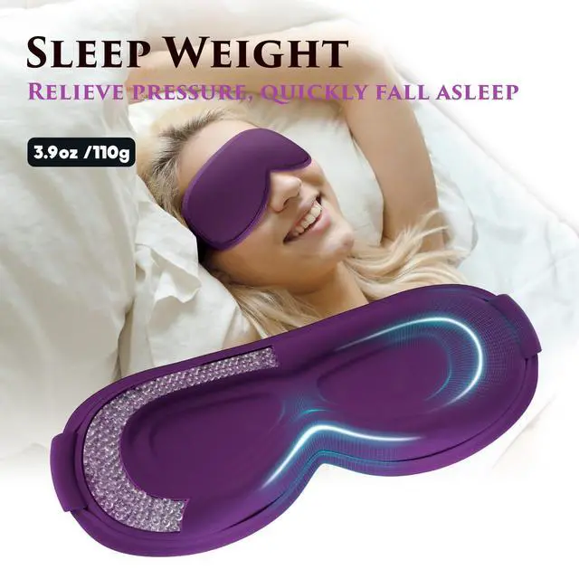 Alt view image 3 of 6 - Weighted Eye Mask Cover for Sleeping - Eye Masks for Sleep with Adjustable Strap, Lash Extension Eye Covers for Women Men, 3D Contoured, Plane Travel Essentials, Blindfold for Meditation