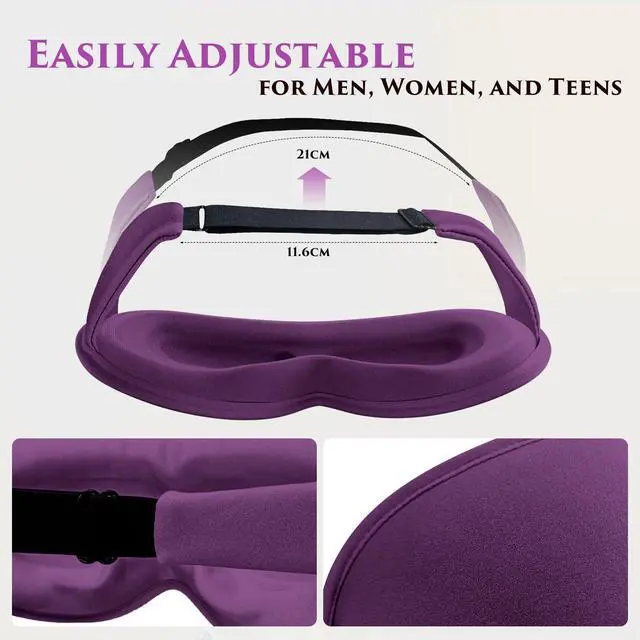 Alt view image 5 of 6 - Weighted Eye Mask Cover for Sleeping - Eye Masks for Sleep with Adjustable Strap, Lash Extension Eye Covers for Women Men, 3D Contoured, Plane Travel Essentials, Blindfold for Meditation