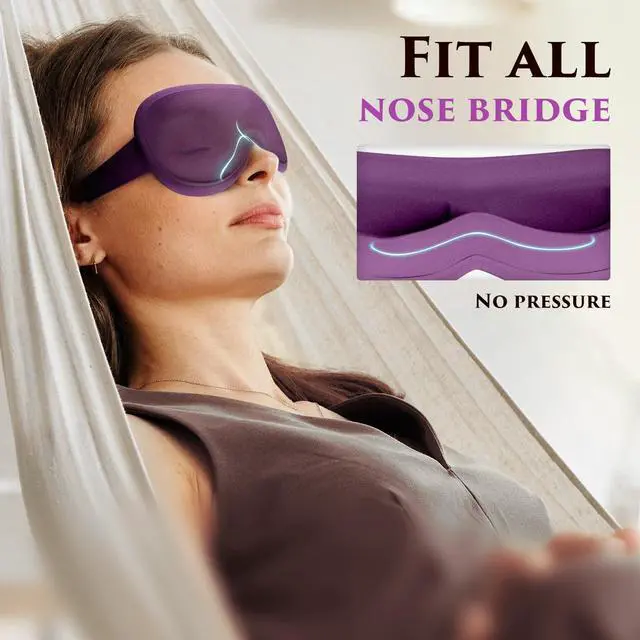Alt view image 4 of 6 - Weighted Eye Mask Cover for Sleeping - Eye Masks for Sleep with Adjustable Strap, Lash Extension Eye Covers for Women Men, 3D Contoured, Plane Travel Essentials, Blindfold for Meditation