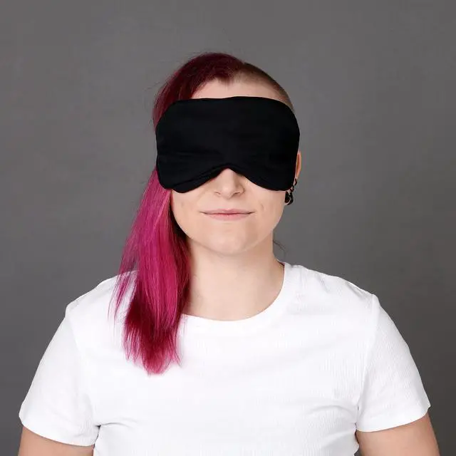 Alt view image 2 of 7 - 100% Tencel Sleep Eye Mask - Black - Superior to Cotton - Light Blocking Travel Blindfold for Men & Women - Ultra-Soft & Comfortable with Adjustable Strap for Restful Sleep