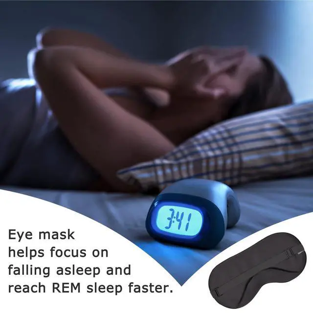 Alt view image 4 of 7 - 100% Tencel Sleep Eye Mask - Black - Superior to Cotton - Light Blocking Travel Blindfold for Men & Women - Ultra-Soft & Comfortable with Adjustable Strap for Restful Sleep
