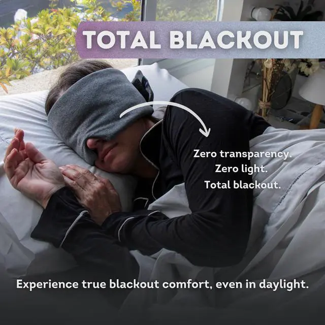 Alt view image 4 of 7 - Sleep Mask for Men Women, 100% Light Blocking, Comfortable Adjustable for All Head Sizes, Breathable Eye Mask, Ideal Blackout Sleep Mask for Side Sleepers, Travel, Airplane, Nap, Shift Work