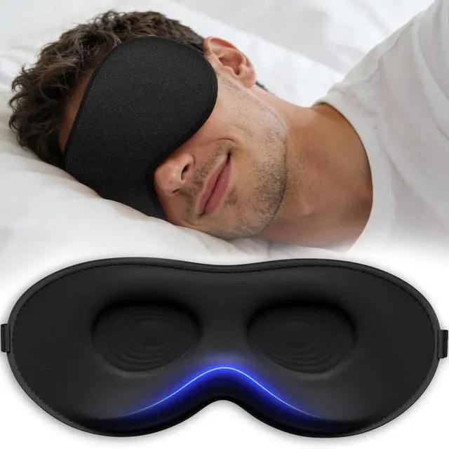 Main image of Sleep Mask for Men Women-Eye Masks for Side Sleepers, 3D Contoured Night Blindfold 100% Blockout Pressure-Free, Soft Lightweight Breathable Eye Cover Shade Sleeping for Airplane, Travel, Black