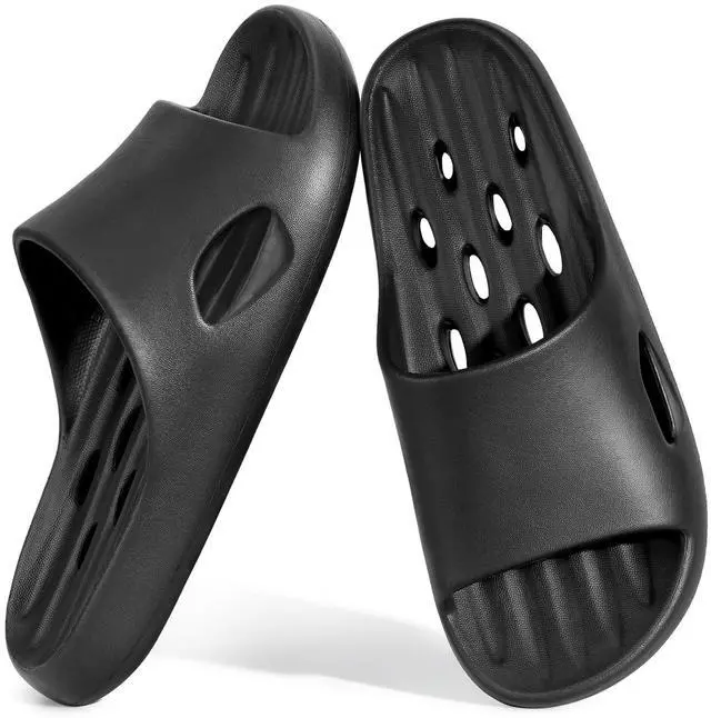 Main image of Shower Shoes for Men & Women,Non Slip Quick-Dry Slides, Black EU44