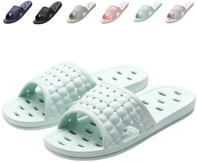 Main image of Shower Shoes Quick Dry Non-Slip Bathroom Slippers for Men Women Dorm Home Slides Light Blue Size 7.5-8 Women/6.5-7 Men