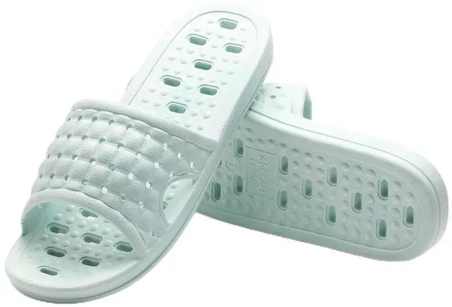 Alt view image 3 of 7 - Shower Shoes Quick Dry Non-Slip Bathroom Slippers for Men Women Dorm Home Slides Light Blue Size 7.5-8 Women/6.5-7 Men