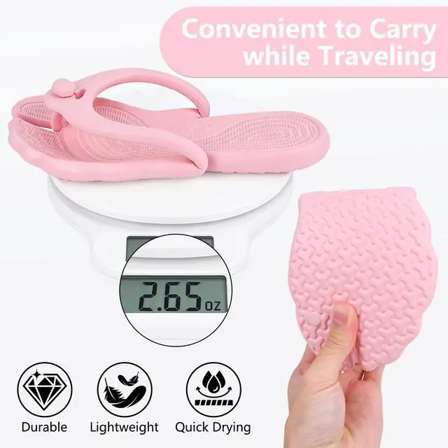 Alt view image 6 of 7 - Flip Flops for Women Men Travel Slippers Shower Shoes Foldable Bathroom Camp Beach Sandals Lightweight Non-Slip Quick Dry
