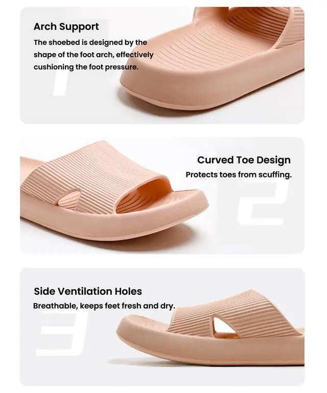 Alt view image 4 of 5 - Shower Shoes for Women & Men, Non-Slip Quick-Dry EVA Slippers Slides
