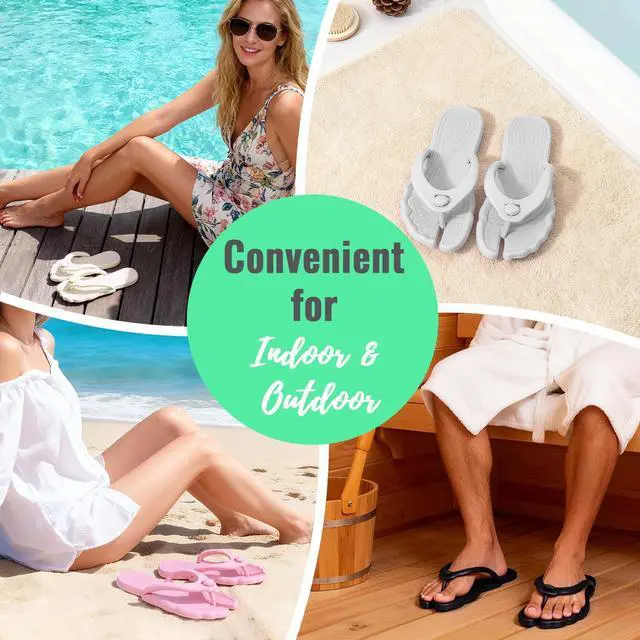 Alt view image 3 of 7 - Flip Flops for Women Men Travel Slippers Shower Shoes Foldable Bathroom Camp Beach Sandals Lightweight Non-Slip Quick Dry
