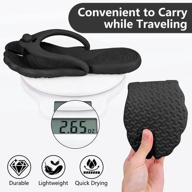 Alt view image 7 of 7 - Flip Flops for Women Men Travel Slippers Shower Shoes Foldable Bathroom Camp Beach Sandals Lightweight Non-Slip Quick Dry