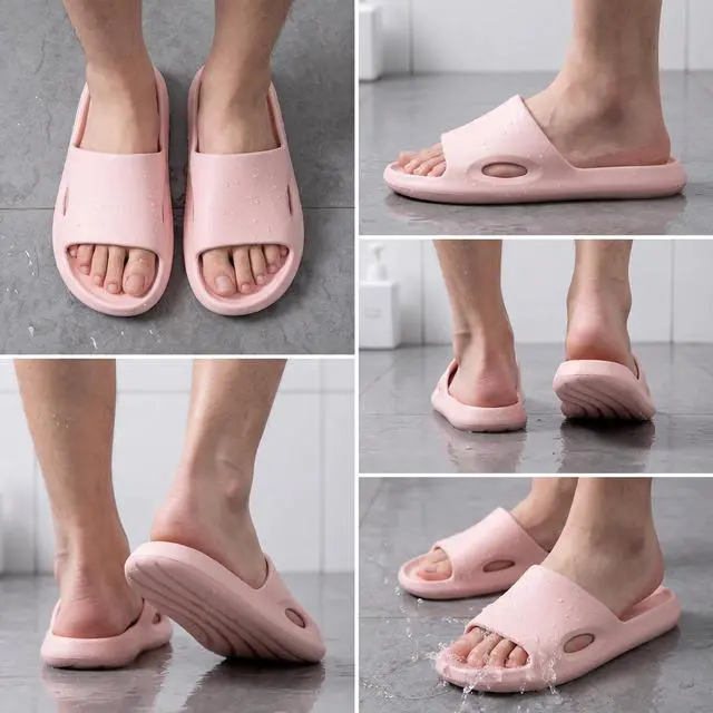 Alt view image 2 of 7 - Shower Shoes Quick-Dry Non-Slip Bathroom Slippers for Men & Women,Quick-Dry Non-Slip, Home Slides Dorms, Gym, Pool, Spa, Camping, Beach Pink Size 250mm