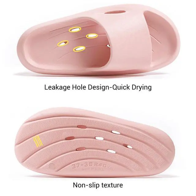 Alt view image 7 of 7 - Shower Shoes Quick-Dry Non-Slip Bathroom Slippers for Men & Women,Quick-Dry Non-Slip, Home Slides Dorms, Gym, Pool, Spa, Camping, Beach Pink Size 250mm