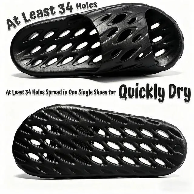 Alt view image 3 of 7 - Mens Shower Shoes, Men's Slides Quick Dry Slipper for Indoor Home Bedroom Pool Spa College Dorm Guest Black