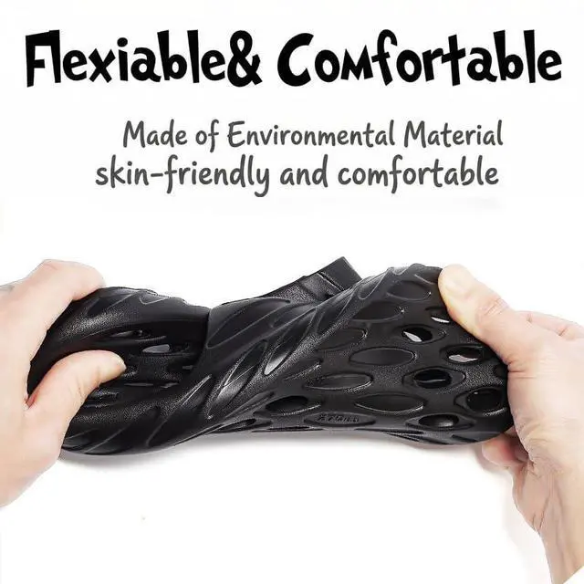 Alt view image 5 of 7 - Mens Shower Shoes, Men's Slides Quick Dry Slipper for Indoor Home Bedroom Pool Spa College Dorm Guest Black