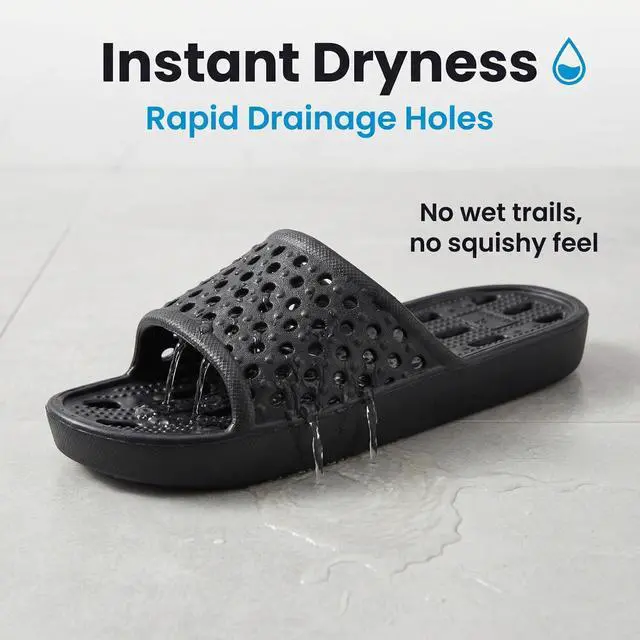 Alt view image 6 of 7 - Shower Shoes for Men and Women,Non-Slip Quick-Dry Bath Slippers with Drain Holes,Lightweight Pool, Gym, Bathroom & College Dorm Sandals