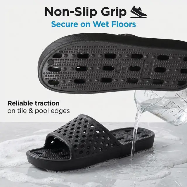Alt view image 5 of 7 - Shower Shoes for Men and Women,Non-Slip Quick-Dry Bath Slippers with Drain Holes,Lightweight Pool, Gym, Bathroom & College Dorm Sandals