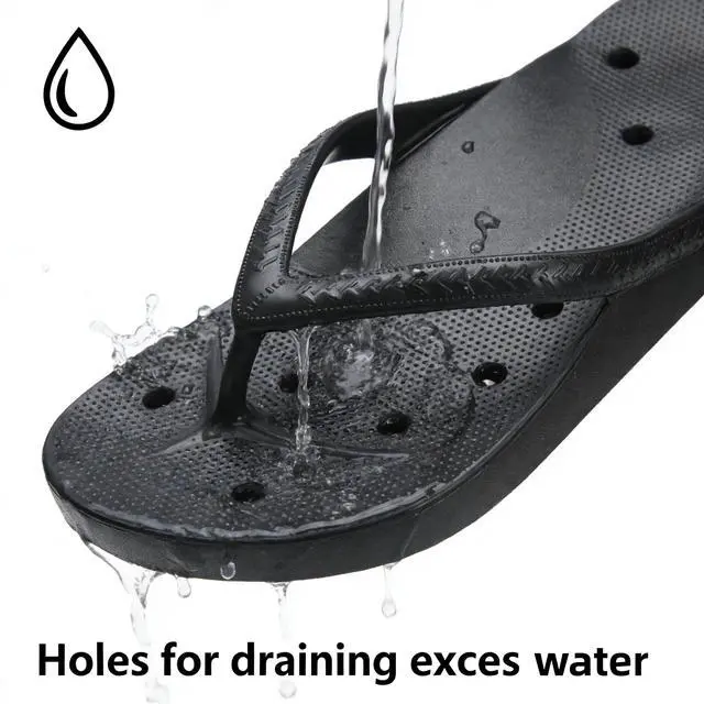 Alt view image 3 of 7 - Shower Shoes for Men & Women, Non-Slip Slippers Quickly Drying Sandals, Arch Support Flip Flops for Beach Pool Bath Gym College Dorm,Black