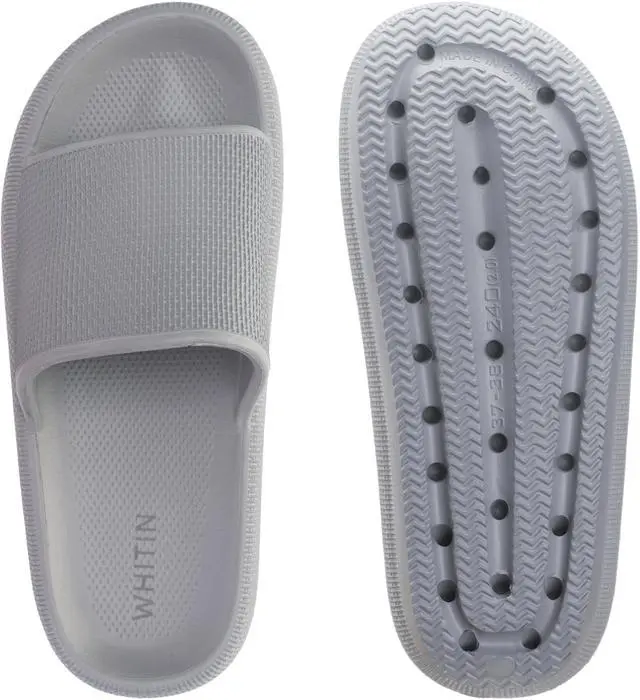 Alt view image 5 of 6 - Women's Slides Cushioned 7.5-8.5 Thick Slippers Home Wear Grey