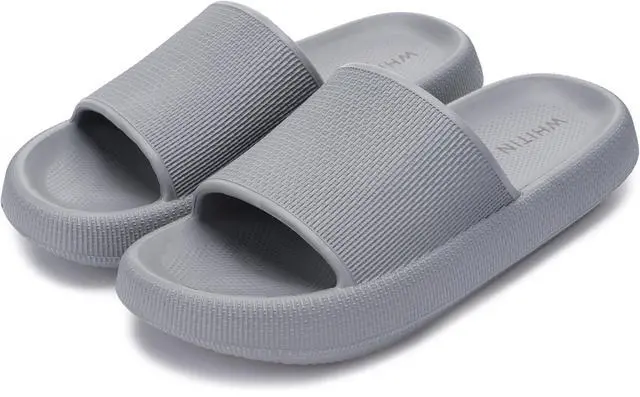 Alt view image 6 of 6 - Women's Slides Cushioned 7.5-8.5 Thick Slippers Home Wear Grey
