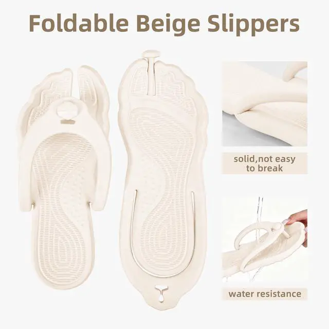 Alt view image 5 of 6 - Waterproof Foldable Flip Flops for Women Men Lightweight Non-Slip Shower & Travel Slippers, Beach Sandals for Pool and Camp