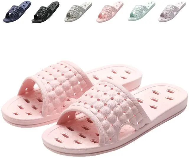 Main image of Shower Shoes Quick Dry Non-Slip Bathroom Slippers for Men Women Dorm Home Slides Pink Size 6.5-7 Women/5.5-6 Men