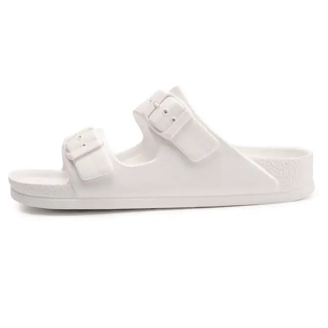 Alt view image 4 of 7 - Women's Comfort Slides with Arch Support, Non-Slip Lightweight Foam Slip-on Flat Beach Sandals with Adjustable Buckle for Vacation & Everyday Wear(8 M US-Women, White)