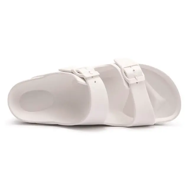 Alt view image 5 of 7 - Women's Comfort Slides with Arch Support, Non-Slip Lightweight Foam Slip-on Flat Beach Sandals with Adjustable Buckle for Vacation & Everyday Wear(8 M US-Women, White)