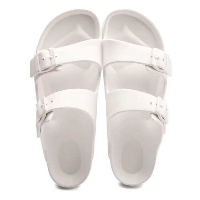 Alt view image 7 of 7 - Women's Comfort Slides with Arch Support, Non-Slip Lightweight Foam Slip-on Flat Beach Sandals with Adjustable Buckle for Vacation & Everyday Wear(8 M US-Women, White)