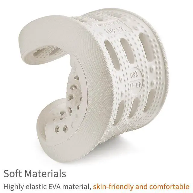 Alt view image 4 of 7 - Shower Shoes for Men Women, Non Slip Quick Dry Shower Sandals with Drain Holes, Lightweight EVA Shower Slippers for Gym, College Dorm, Pool, Locker Room White EU40-41