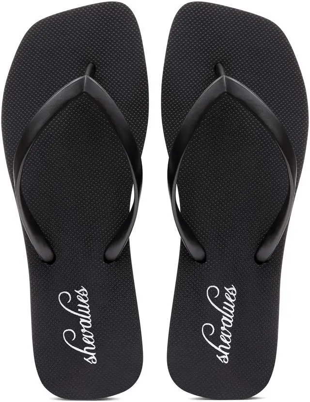 Main image of Slim Square Toe Flip Flops for Women with Comfortable Yoga Mat