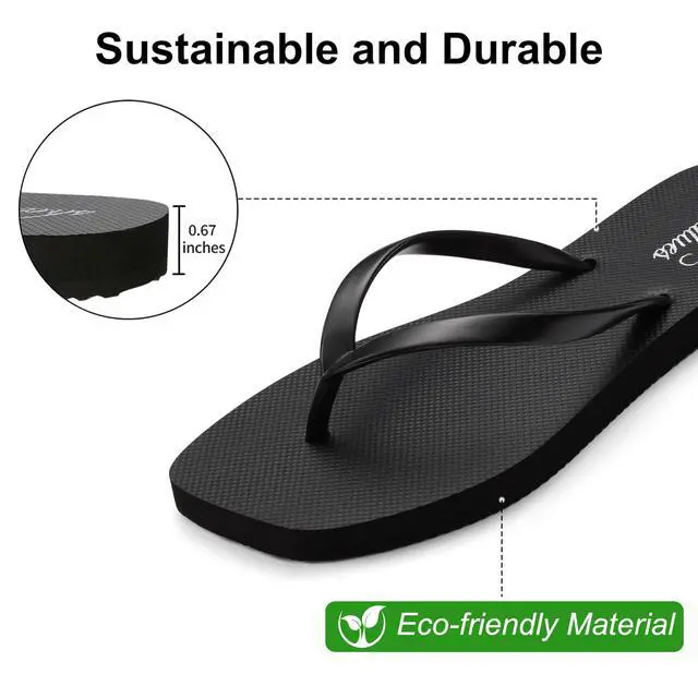 Alt view image 5 of 7 - Slim Square Toe Flip Flops for Women with Comfortable Yoga Mat