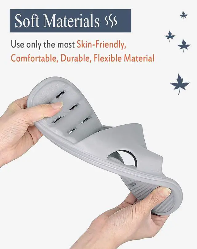 Alt view image 3 of 7 - Shower Slipper, Quick Drying Non-Slip Slippers, Bathroom House and Pool Sandals, in-Door Slipper for Gym, Soft Sole (XL 9-10 US Men / 10-11 US Women, Grey)