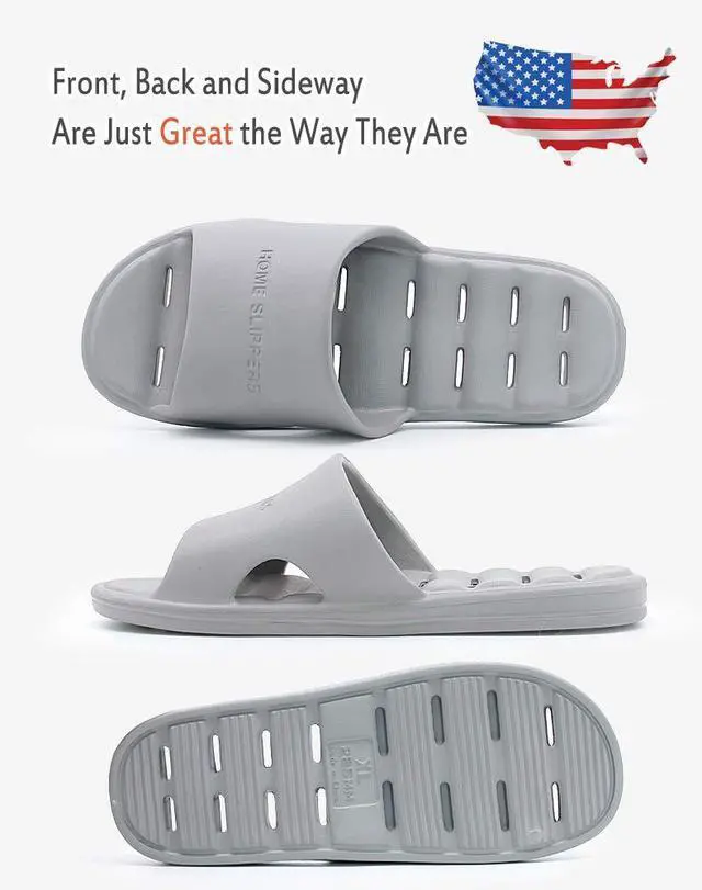 Alt view image 6 of 7 - Shower Slipper, Quick Drying Non-Slip Slippers, Bathroom House and Pool Sandals, in-Door Slipper for Gym, Soft Sole (XL 9-10 US Men / 10-11 US Women, Grey)