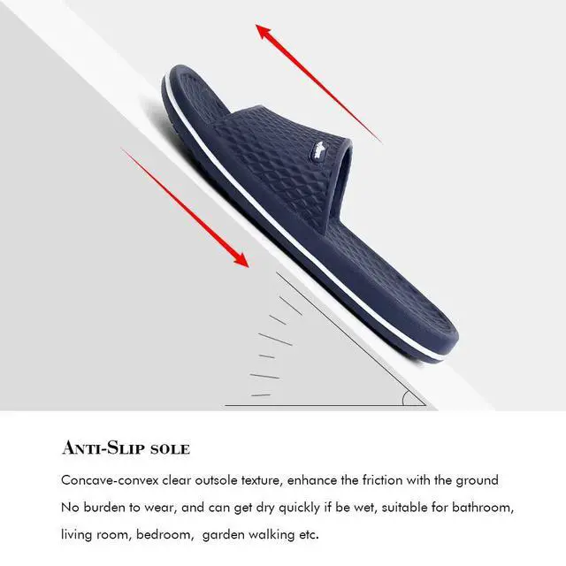 Alt view image 5 of 7 - Men's Shower Slides, Lightweight EVA Slippers, Navy/MB, 11